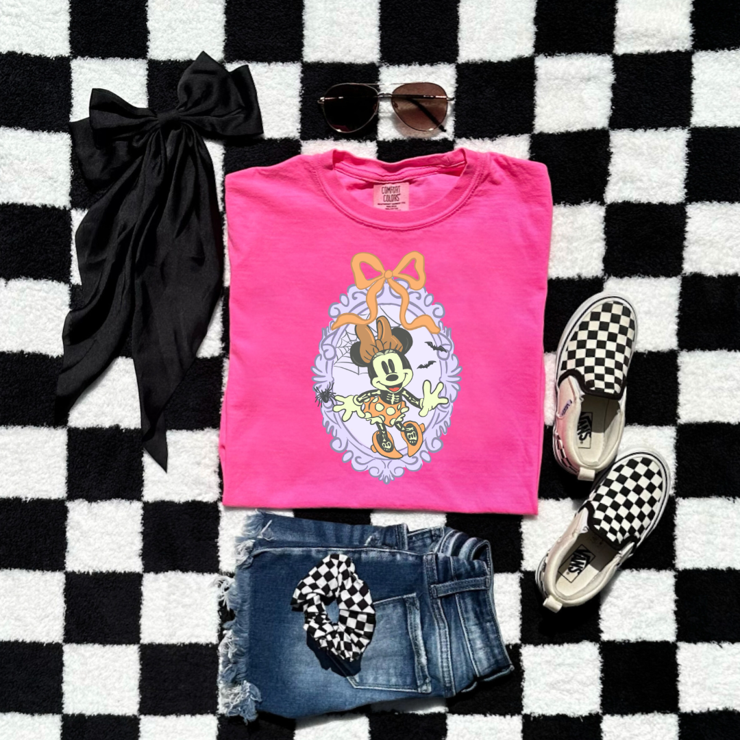 Spooky Season Coquette Mouse with bow Youth Graphic Tee