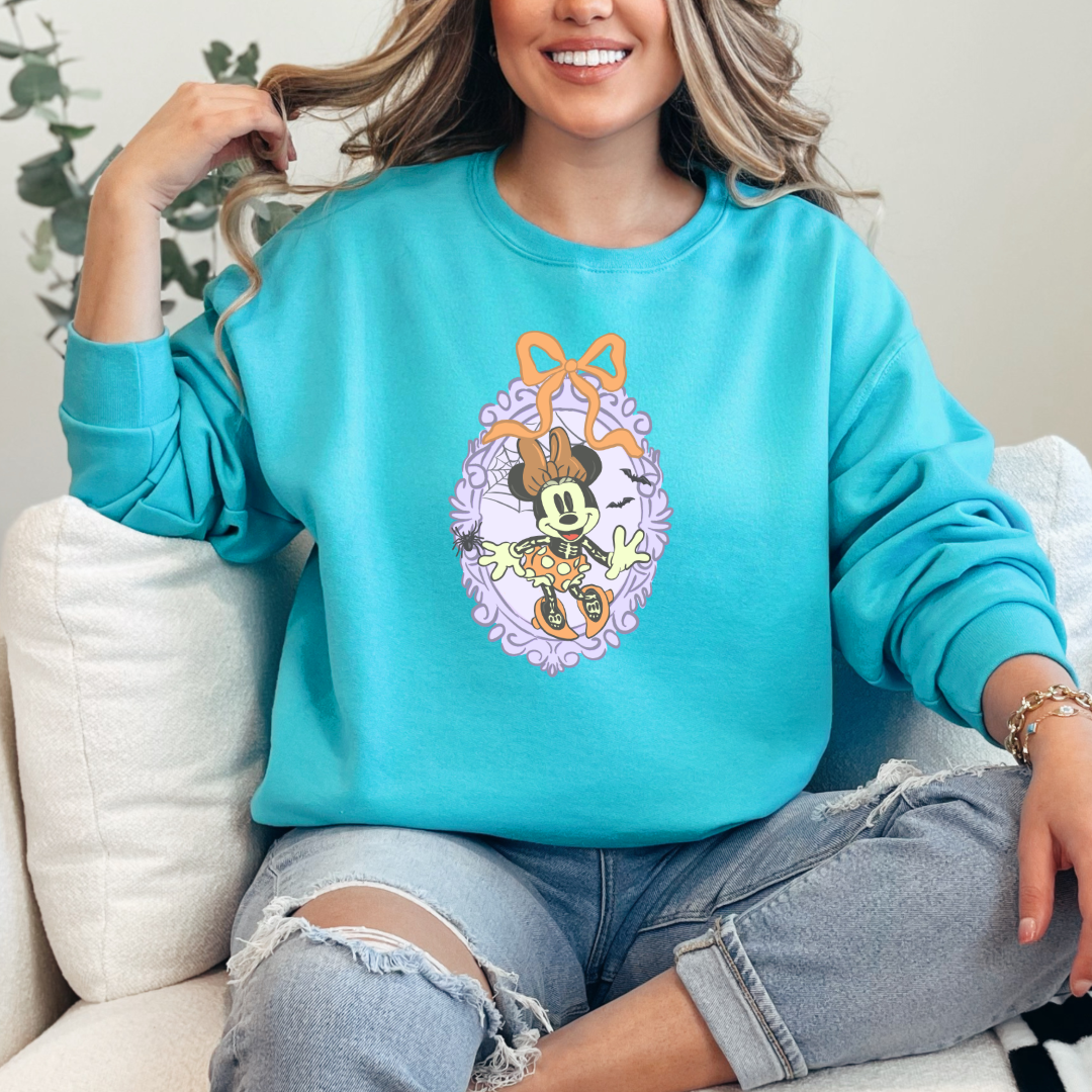 Spooky Season Coquette Mouse with bow Crewneck & Hoodie