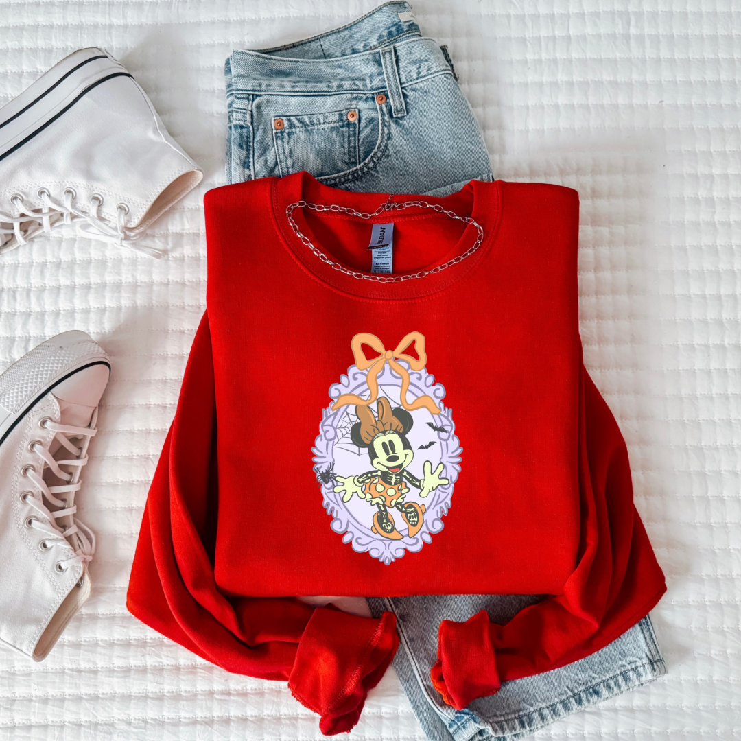 Spooky Season Coquette Mouse with bow Crewneck