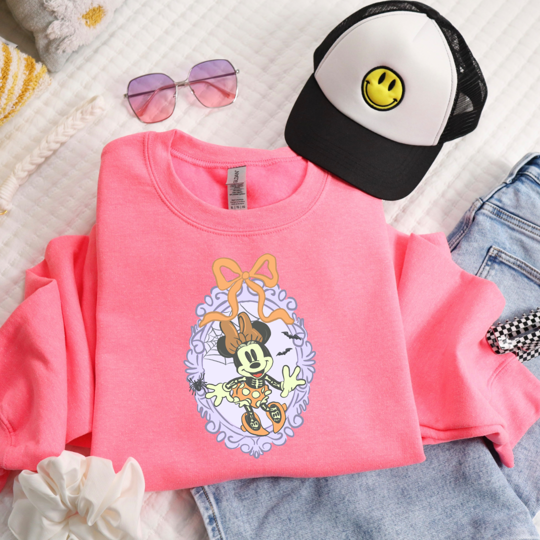 Spooky Season Coquette Mouse with bow Crewneck