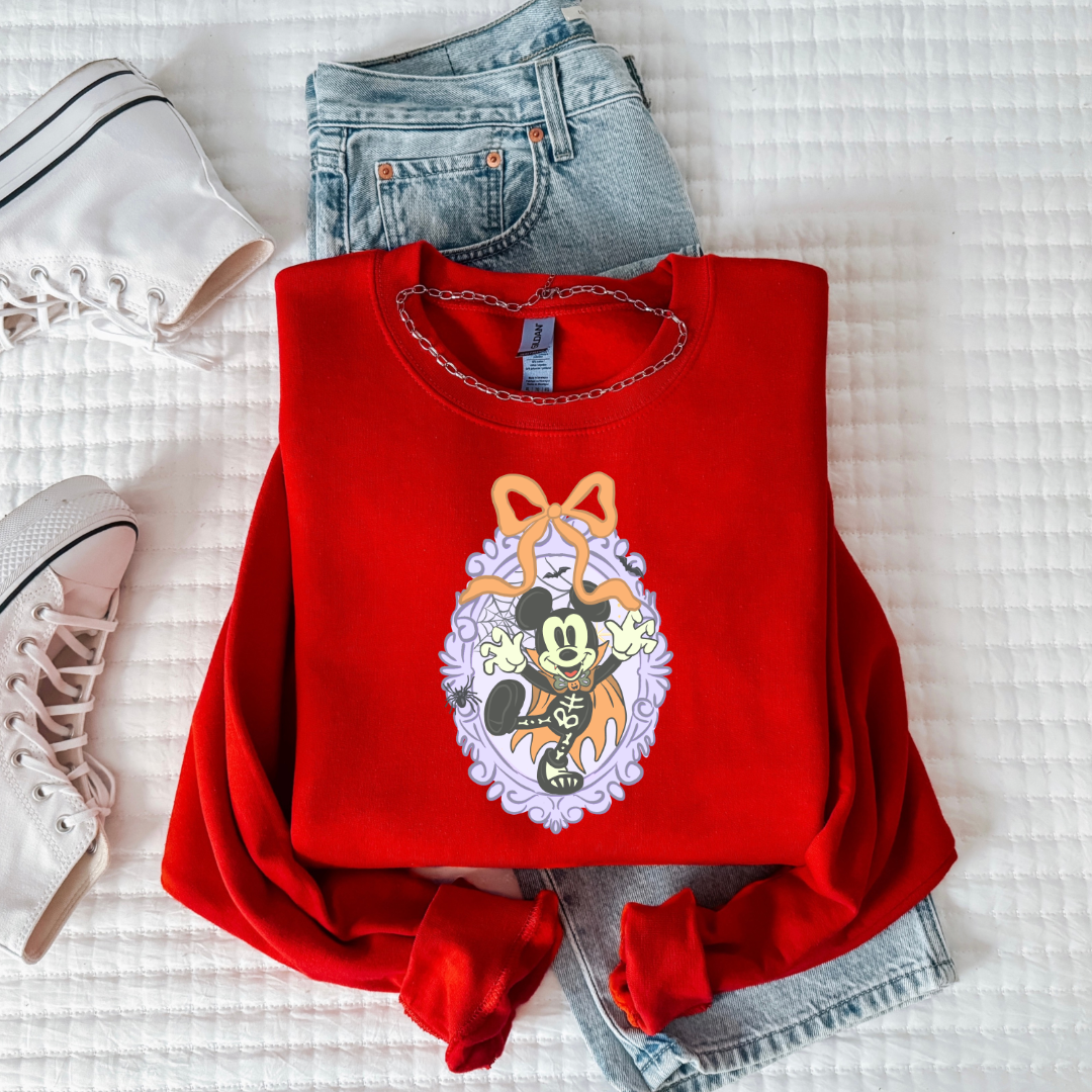 Spooky Season Coquette Mouse Youth Crewneck