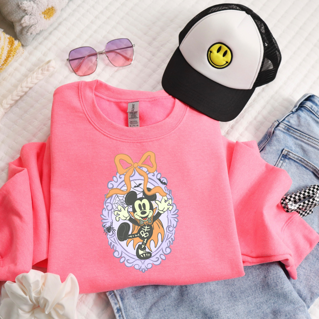 Spooky Season Coquette Mouse Youth Crewneck