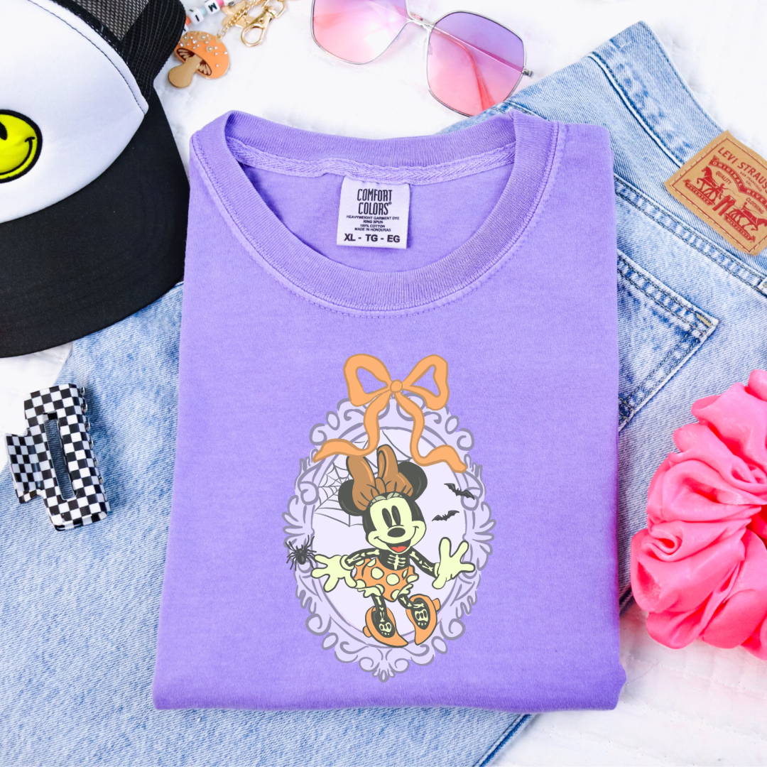 Spooky Season Coquette Mouse with bow Youth Graphic Tee