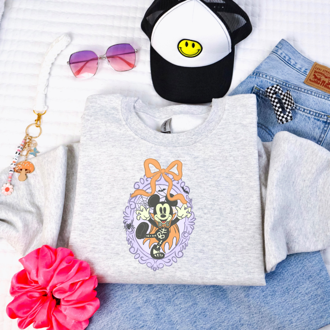 Spooky Season Coquette Mouse Youth Crewneck