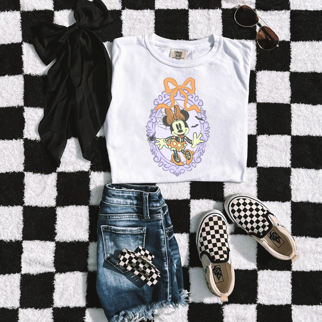 Spooky Season Coquette Mouse with bow Youth Graphic Tee