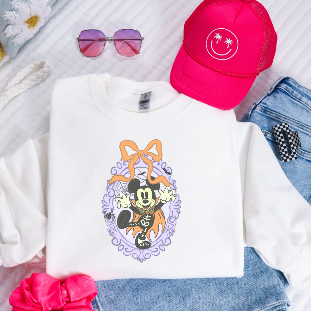 Spooky Season Coquette Mouse Youth Crewneck