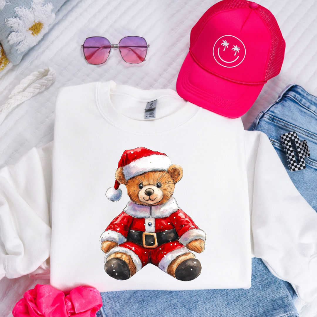 Santa Teddy Youth Graphic Tee and Crewneck