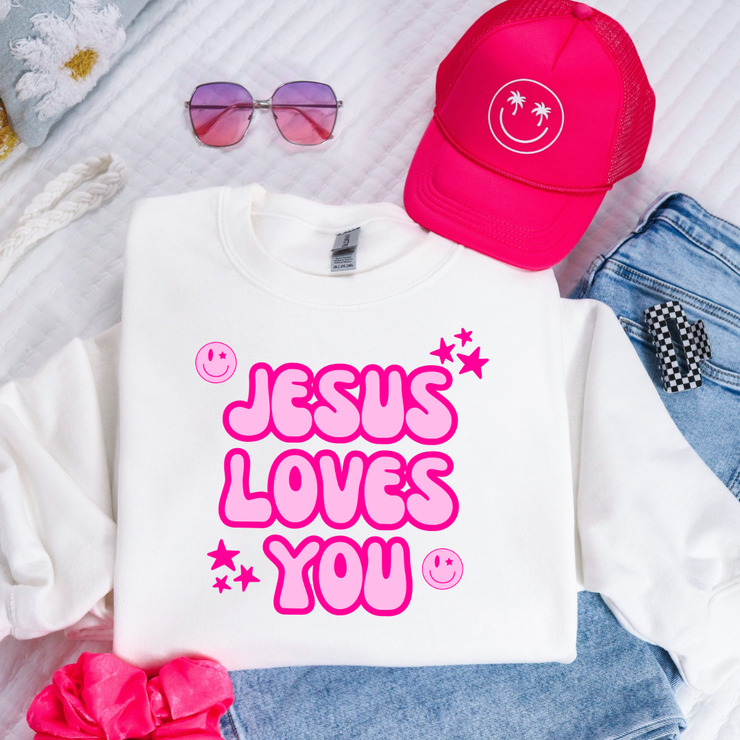 Jesus Loves You Youth Graphic Tee & Crewneck
