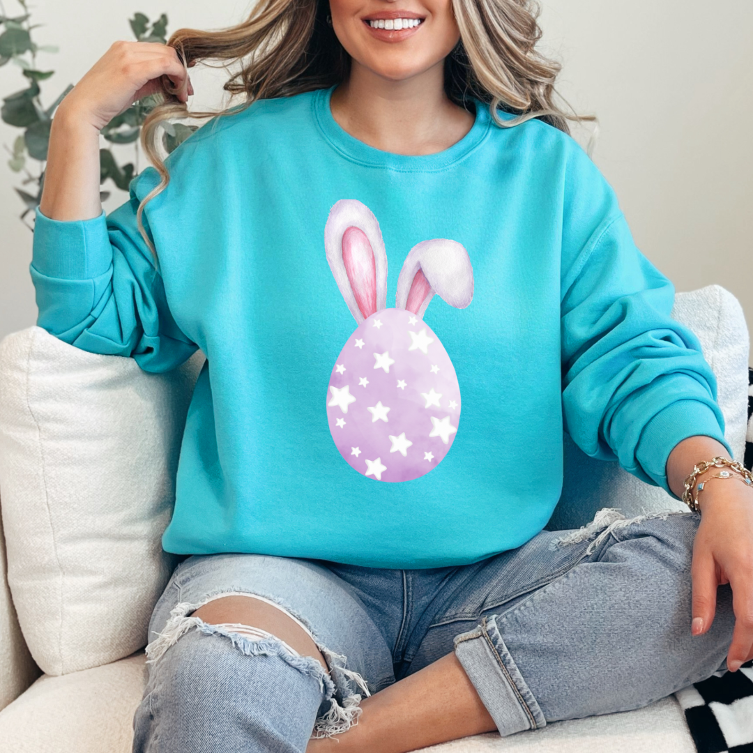 Purple Egg With Bunny Ears Crewneck & Hoodie