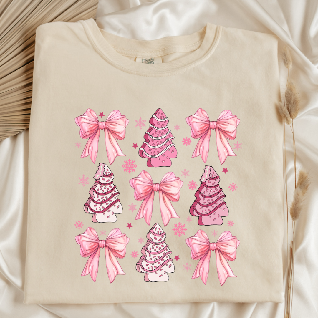 Pink Christmas Cakes Coquette Graphic Tee