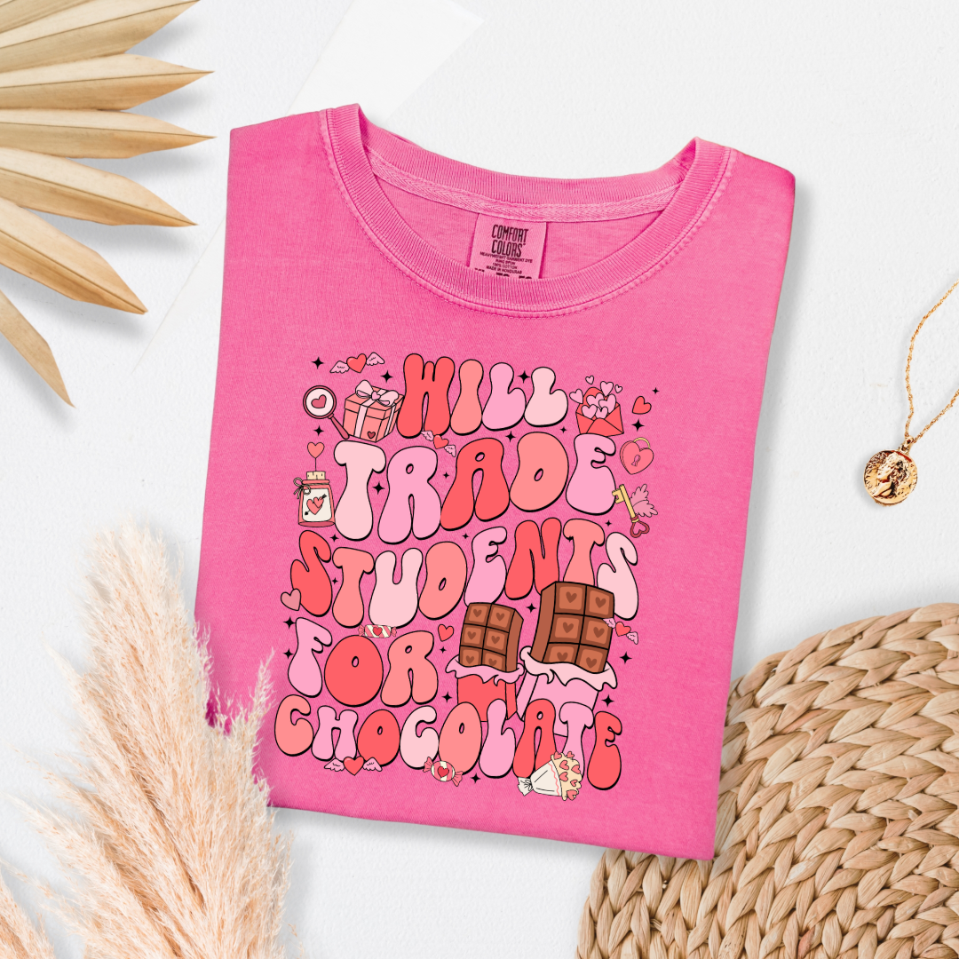 Customized adult Crunchberry Pink Graphic Tee will trade students for chocolate bubble letters pink and red