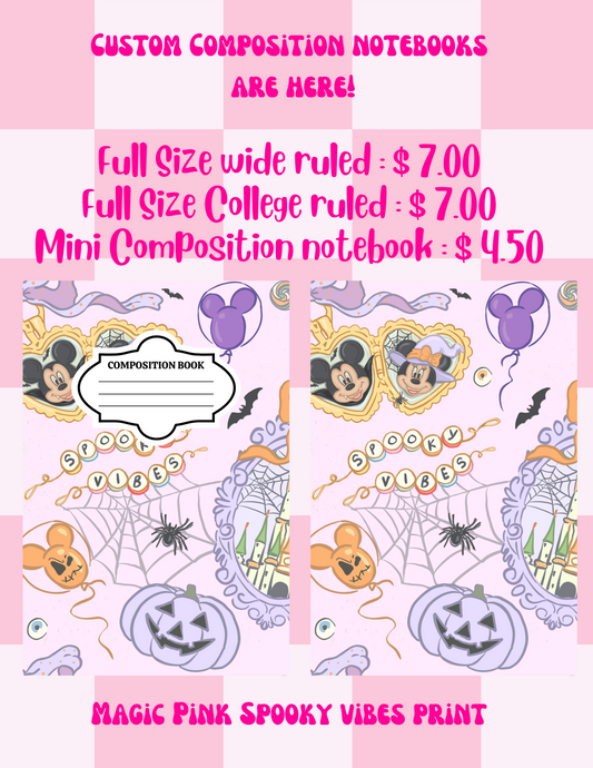 Magic Pink Spooky vibes Custom Composition Notebook