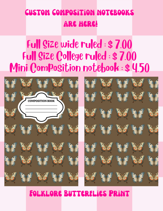 Folklore Butterflies Custom Composition Notebook