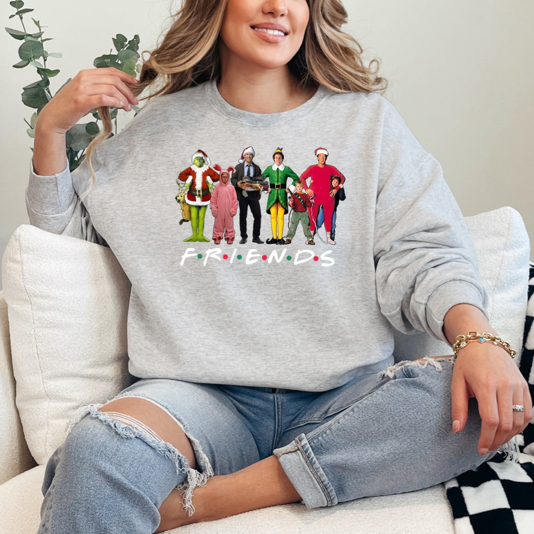 Christmas Characters Friends Font Crewneck & Hoodie