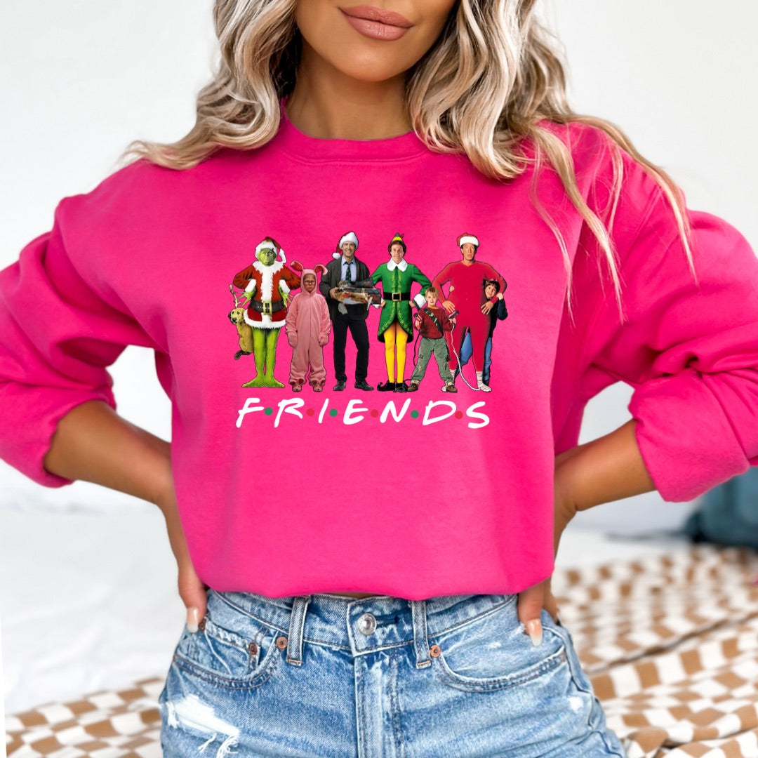 Christmas Characters Friends Font Crewneck & Hoodie