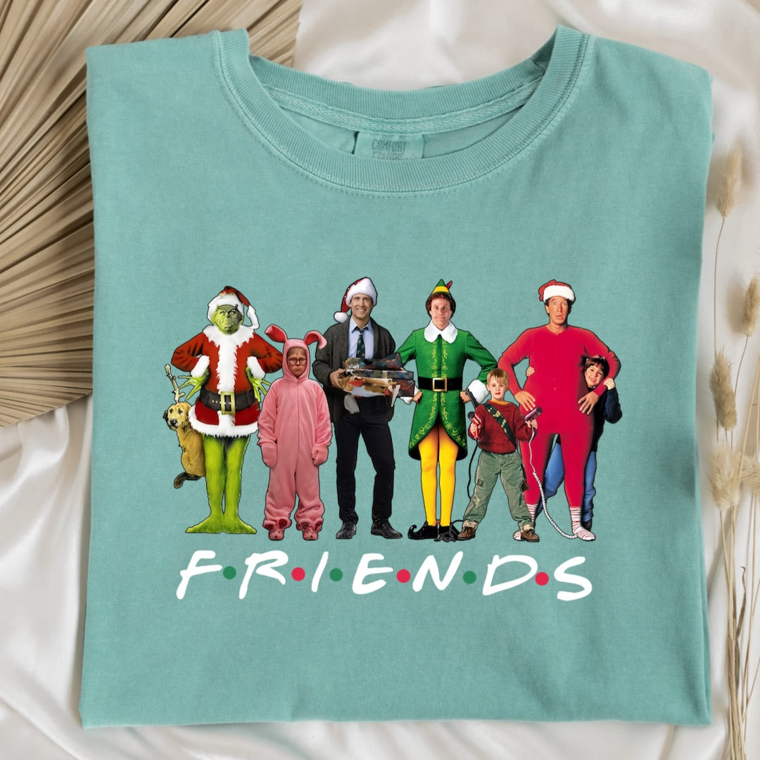 Christmas Characters Friends Font Graphic Tee