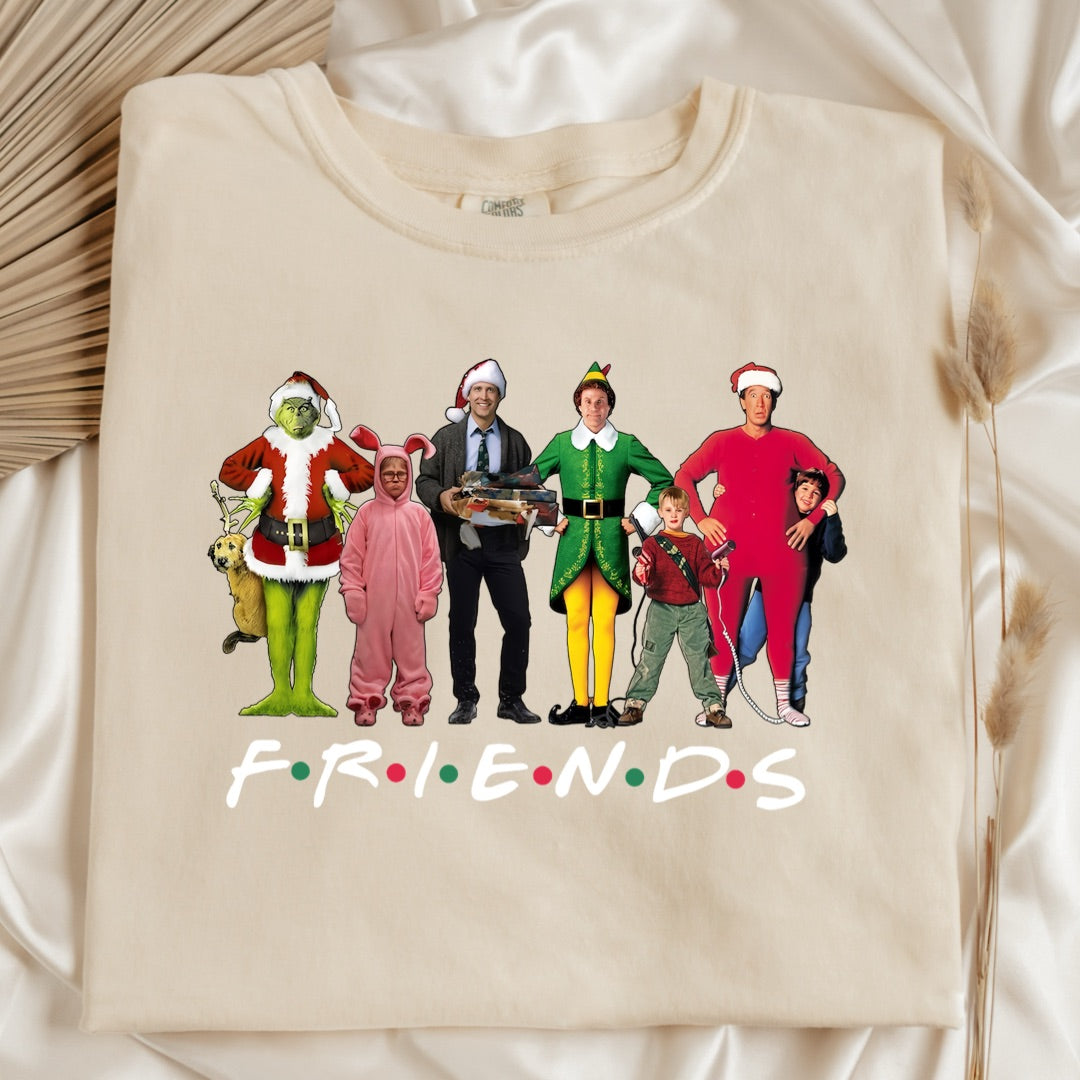 Christmas Characters Friends Font Graphic Tee