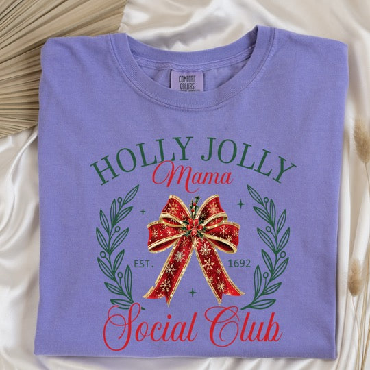 Holly Jolly Mom Social Club Christmas Graphic Tee