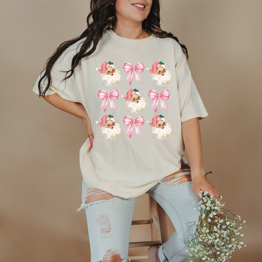 Pink Santa & Bows Coquette Graphic Tee