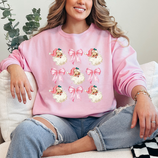 Pink Santa & Bows Crewneck & Hoodie