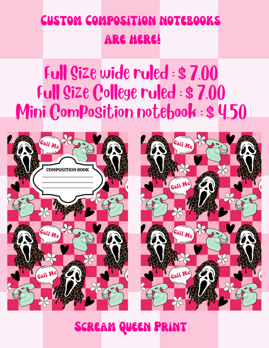 Scream Queen Custom Composition Notebook