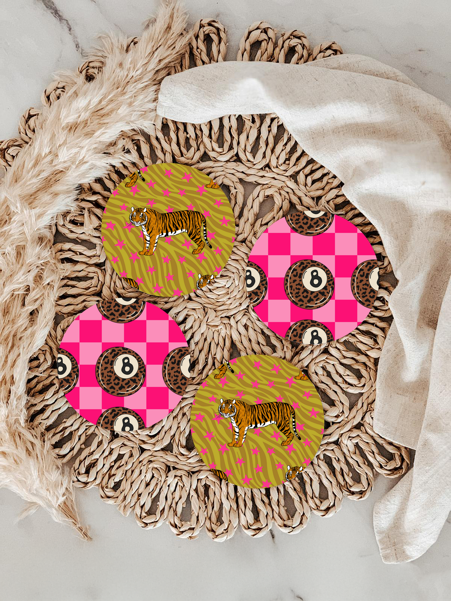 Tiger King But Like Cuter Car Coasters
