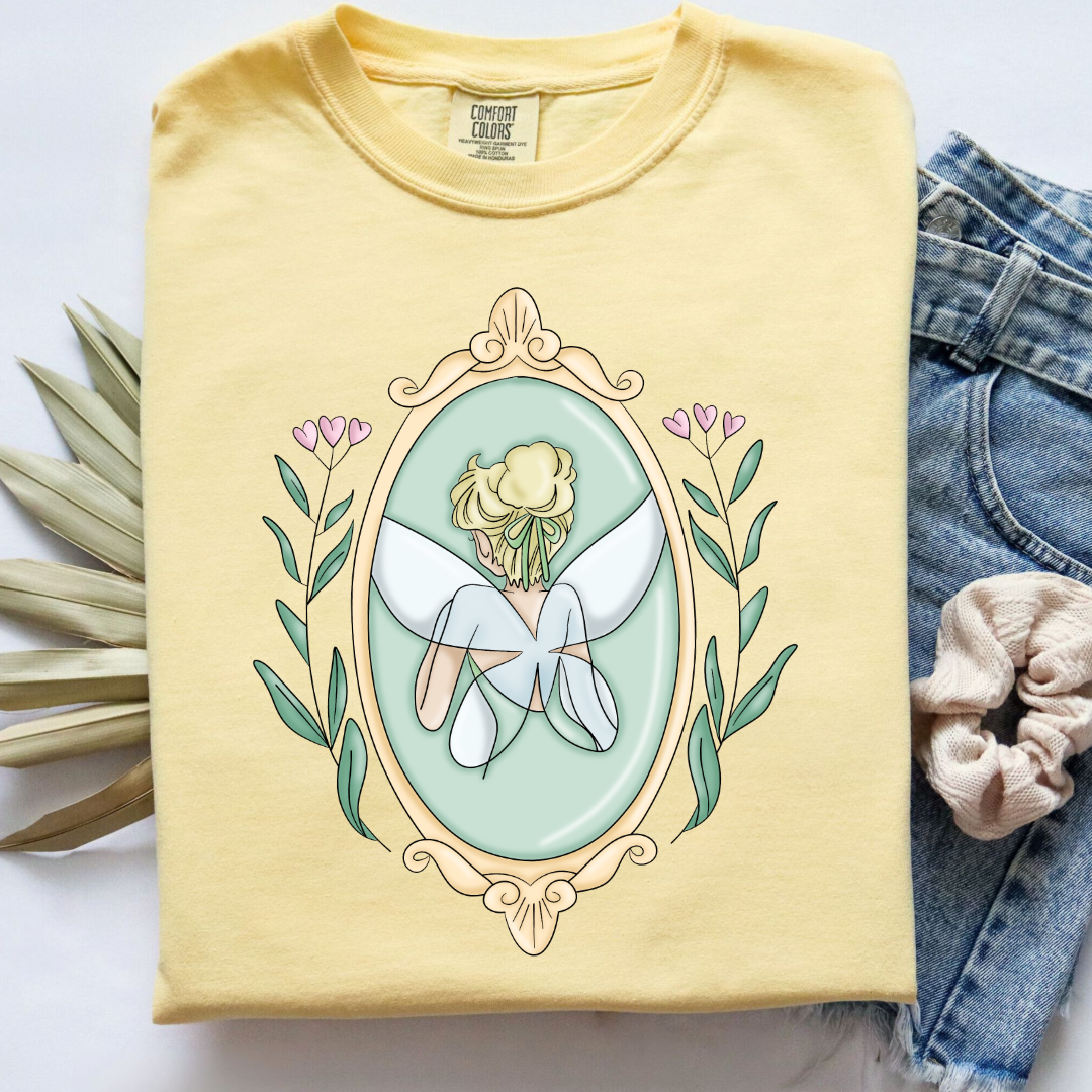 customized Adult Tee Fairy silhouette Butter Yellow Matching adult and youth Tees and crewnecks available 