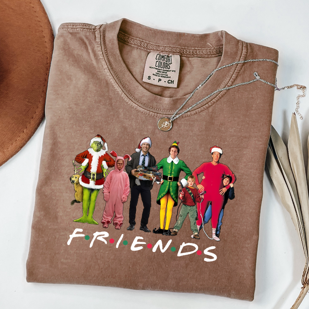 Christmas Characters Friends Font Graphic Tee