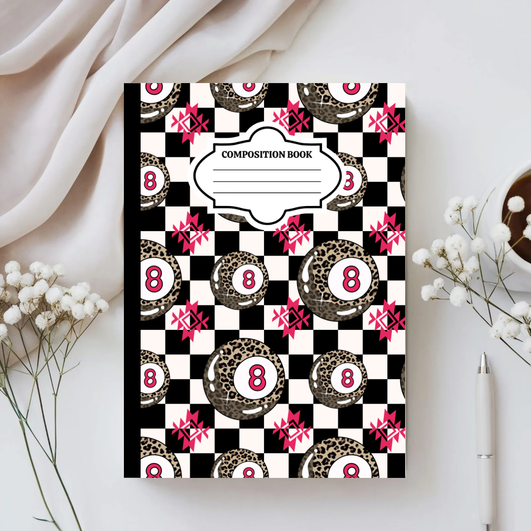 Western 8 ball Custom Composition Notebook