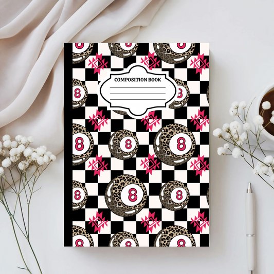 Western 8 ball Custom Composition Notebook