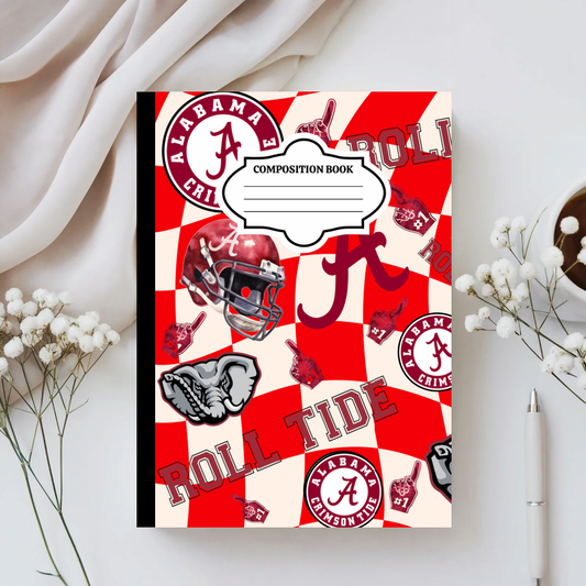 Checkered Elephant Tide Custom Composition Notebook
