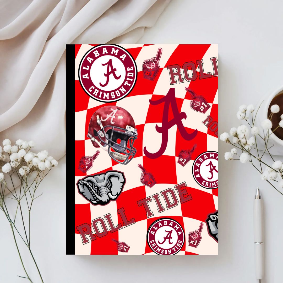 Checkered Elephant Tide Custom Composition Notebook