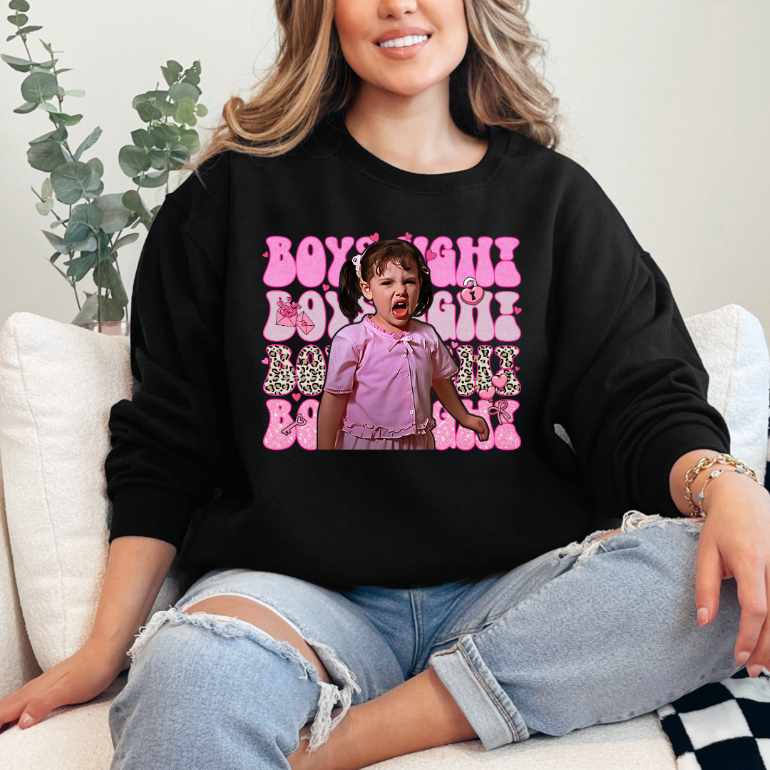 Customized Black Adult Darla Boys Ugh Crewneck pink bubble font and cheetah print Boys ugh Alfalfa Available as well. 