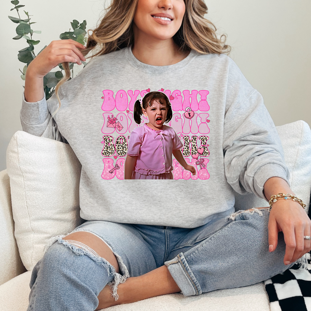 Customized Grey Adult Darla Boys Ugh Crewneck pink bubble font and cheetah print Boys ugh Alfalfa Available as well. 
