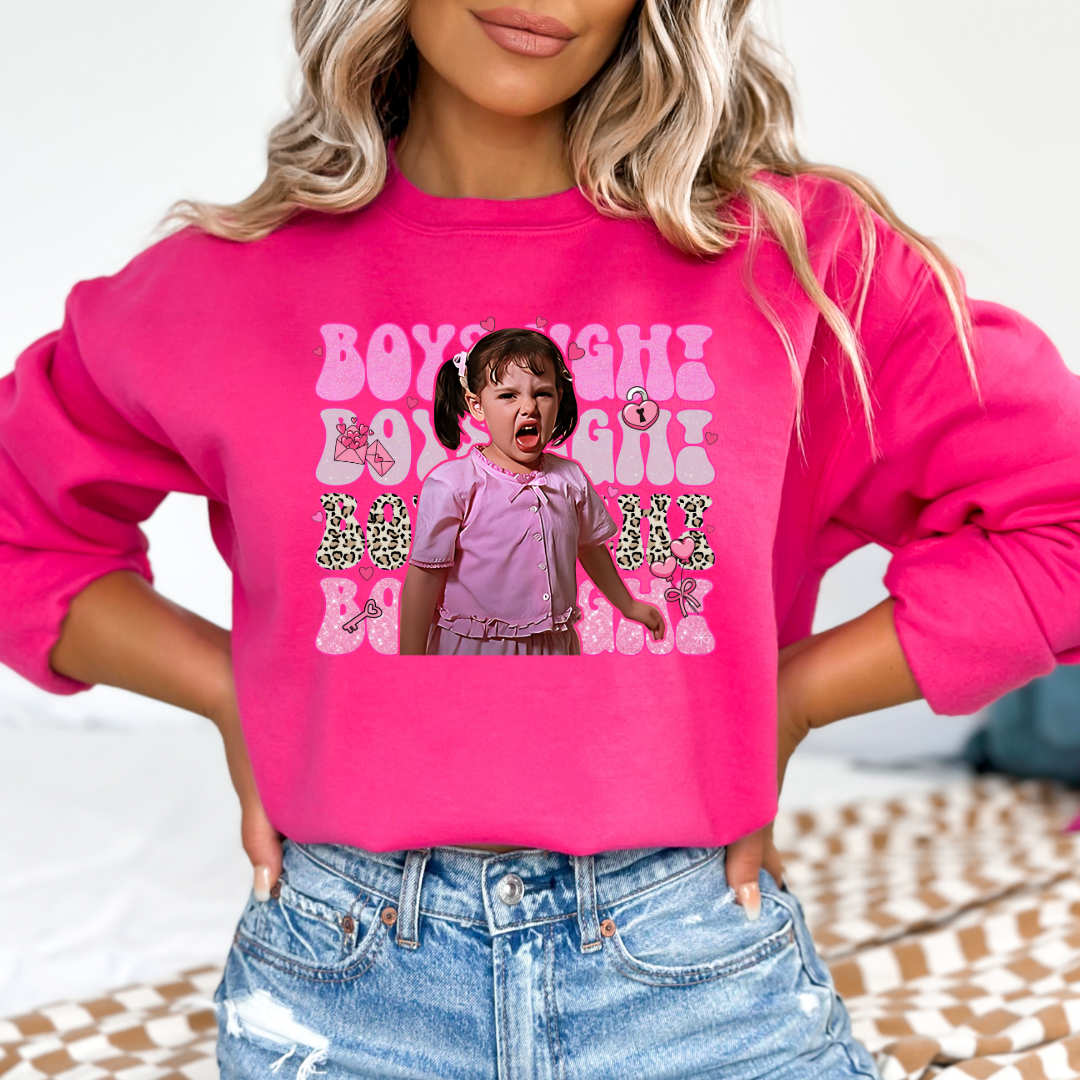 Customized Medium Hot Pink Adult Darla Boys Ugh Crewneck pink bubble font and cheetah print Boys ugh Alfalfa Available as well. 
