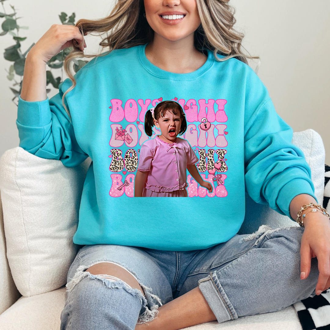 Customized Scuba Blue Adult Darla Boys Ugh Crewneck pink bubble font and cheetah print Boys ugh Alfalfa Available as well. 