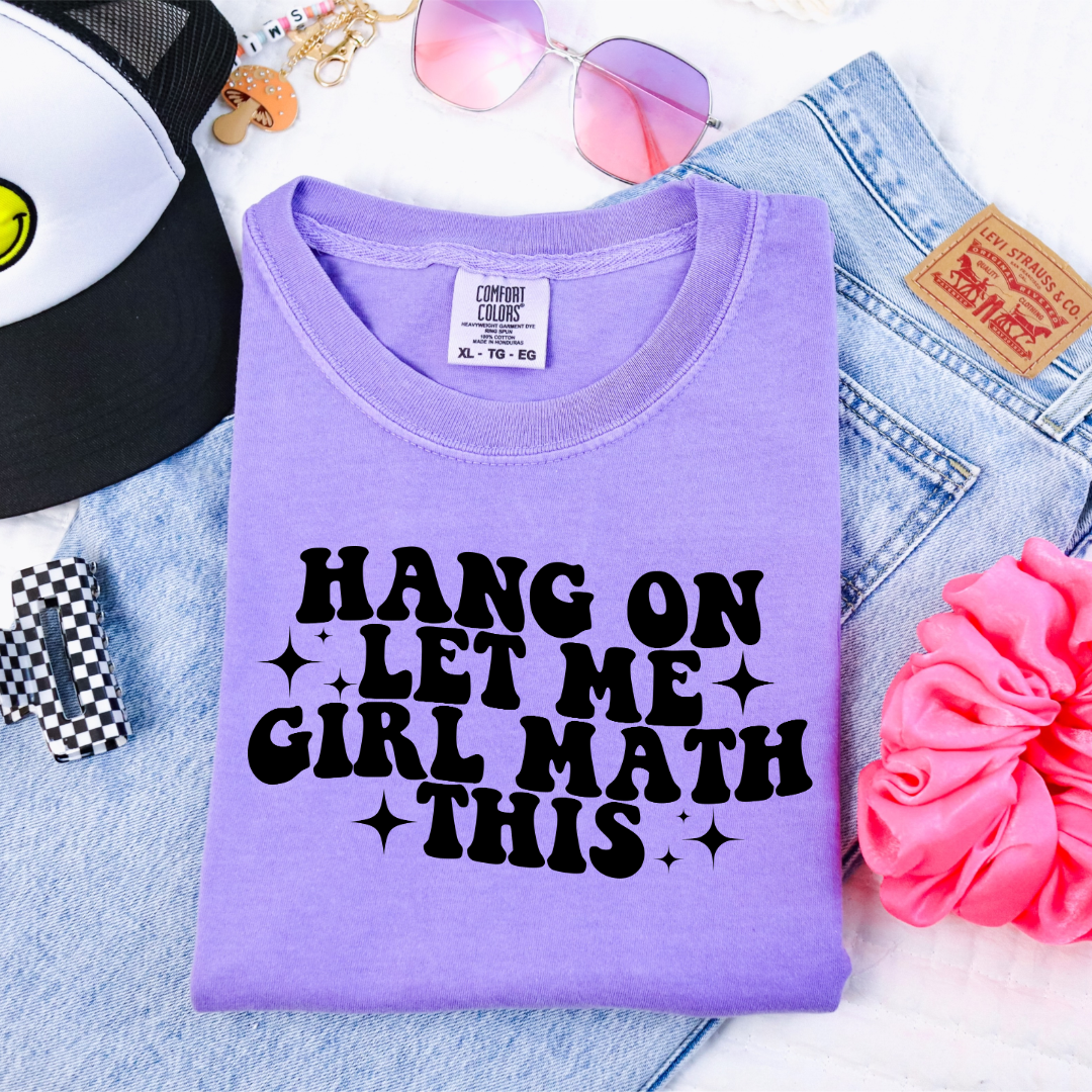 Customized Violet Youth Graphic tee Hang on let me girl math this black bubble letters