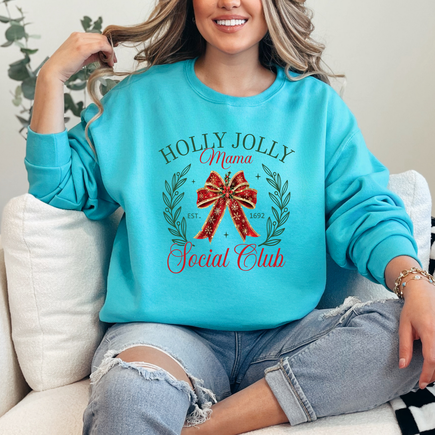 Holly Jolly Mom Social Club Crewneck & Hoodie