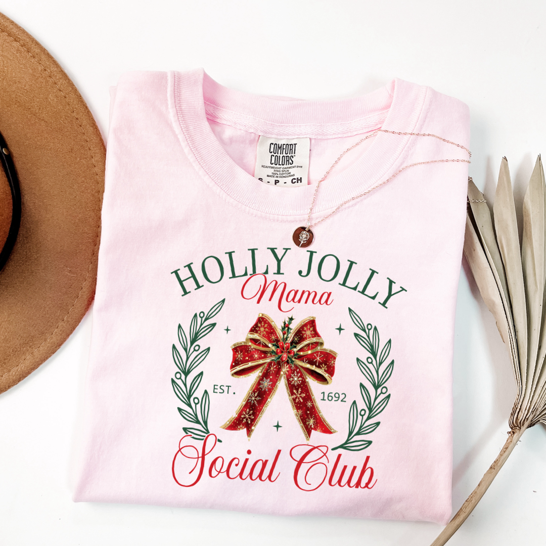 Holly Jolly Mom Social Club Christmas Graphic Tee