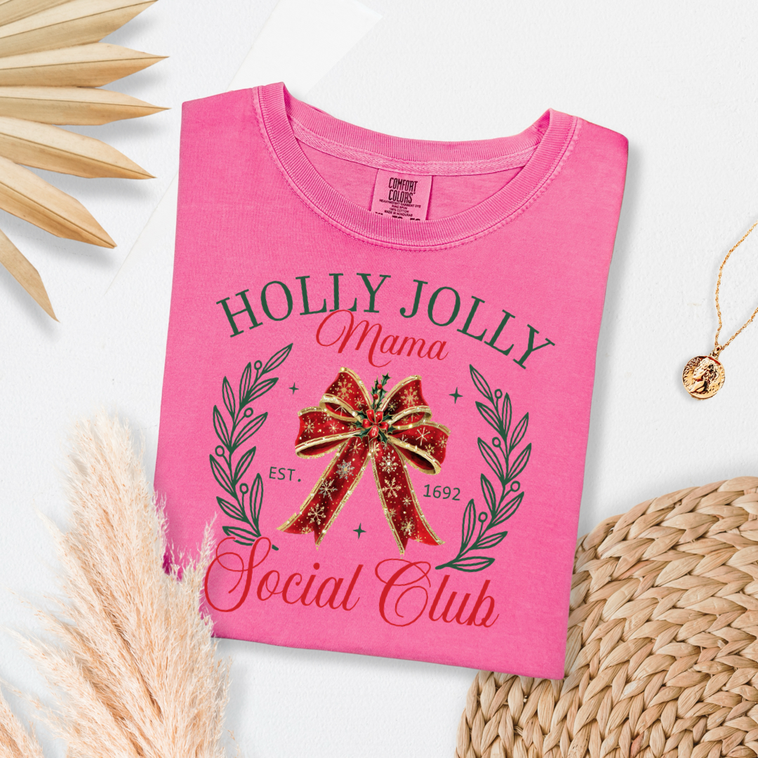 Holly Jolly Mom Social Club Christmas Graphic Tee