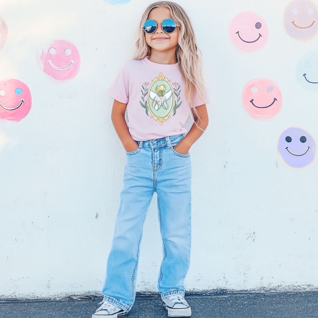 customized Youth Graphic tee Fairy silhouette Blossom pinkMatching adult and youth tees and crewnecks available 