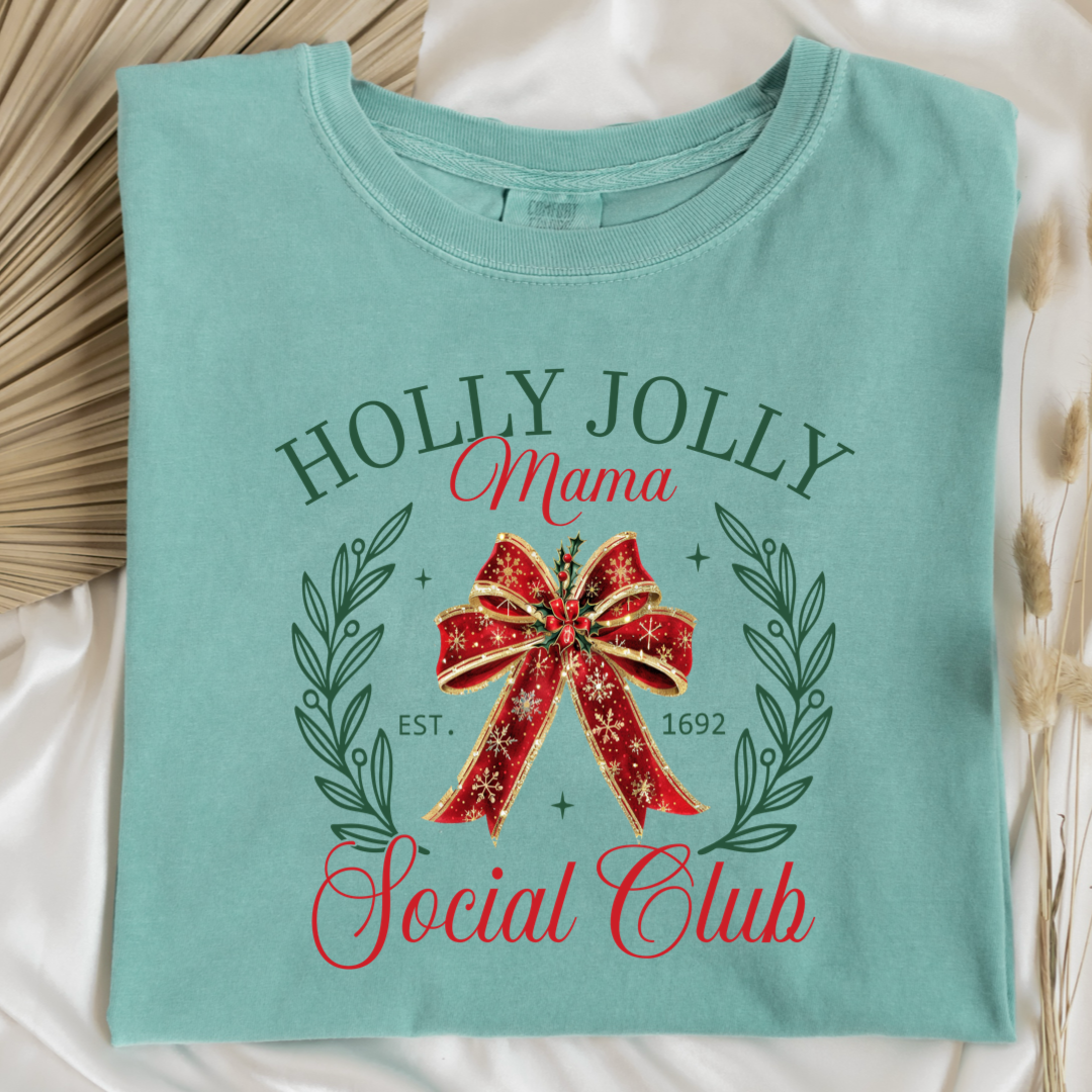 Holly Jolly Mom Social Club Christmas Graphic Tee