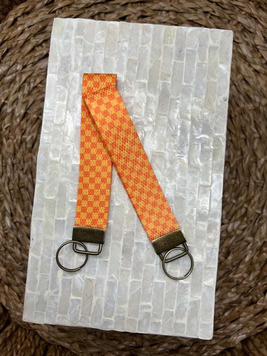 Orange Cream Check Keychain Wristlet