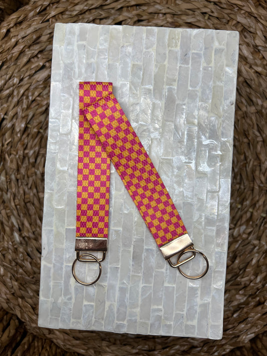Summer Spritz Check Keychain Wristlet