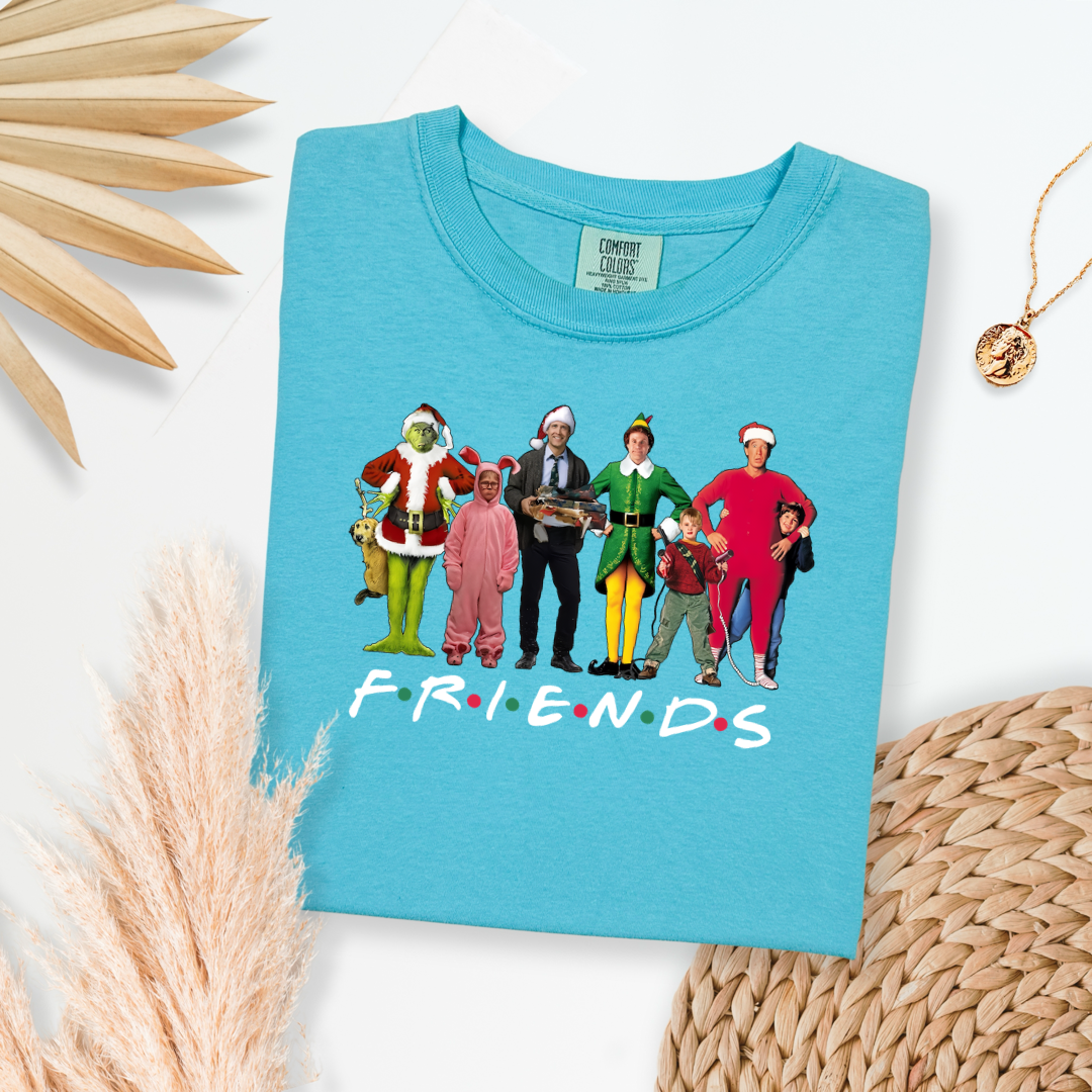 Christmas Characters Friends Font Graphic Tee