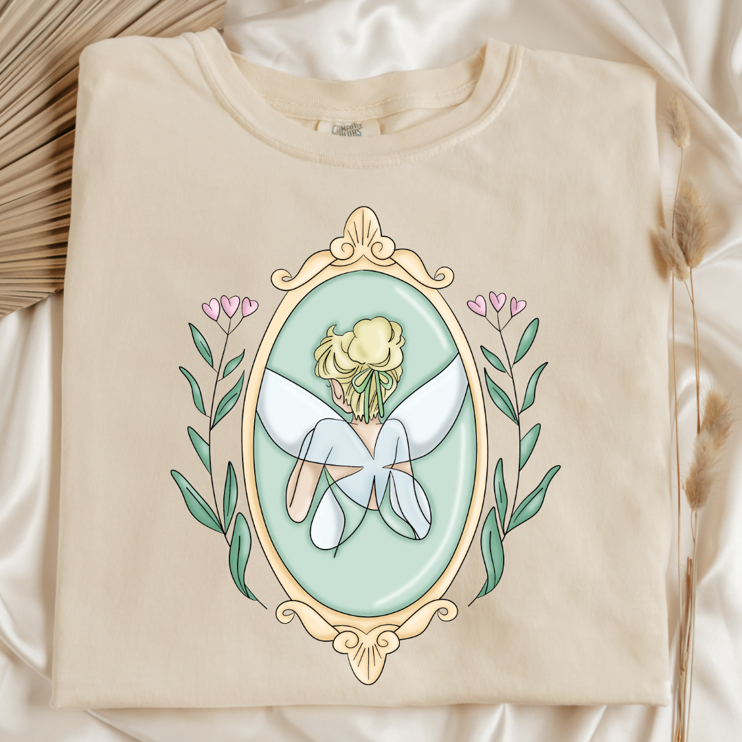 customized Adult Tee Fairy silhouette Ivory Flat lay Matching adult and youth Tees and crewnecks available 