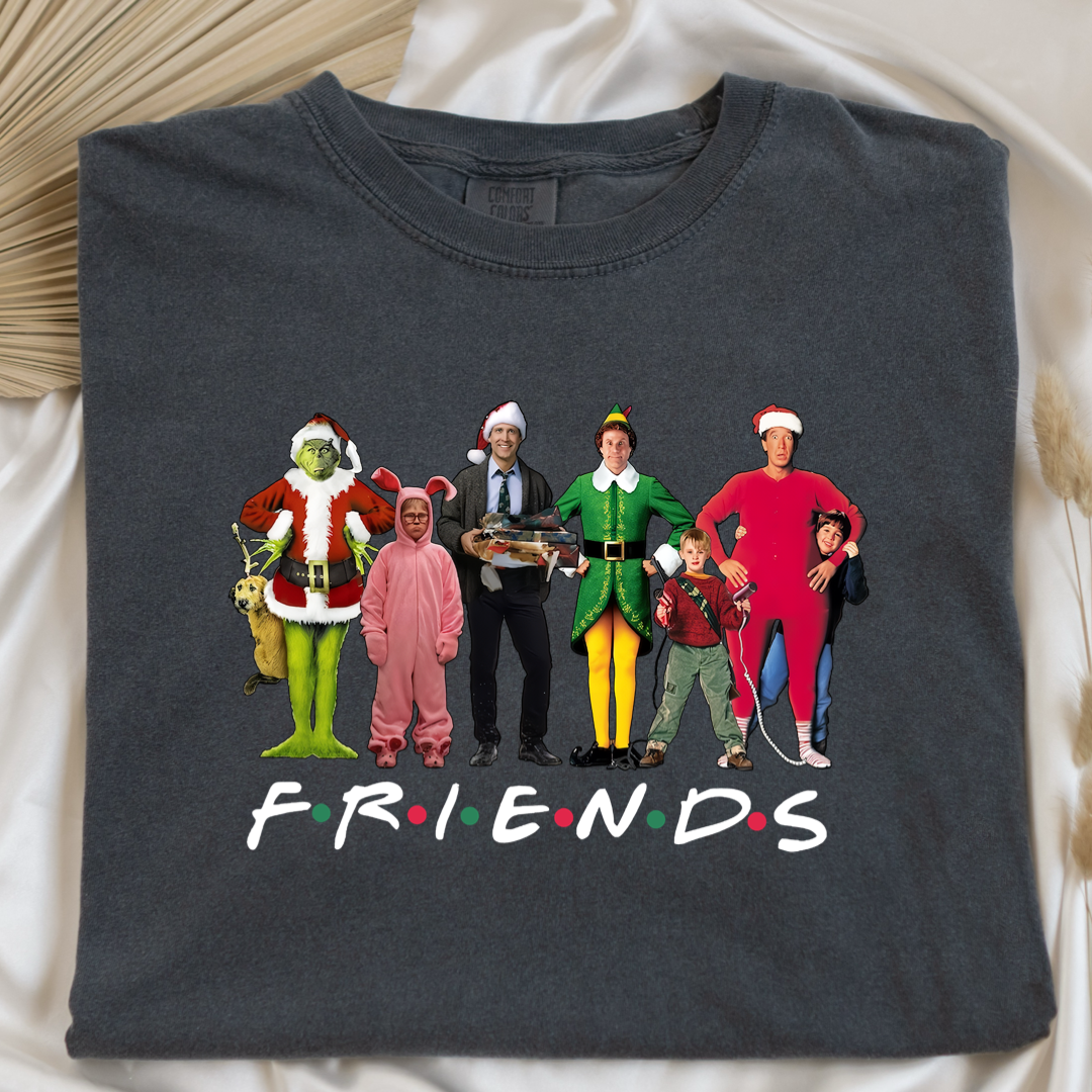 Christmas Characters Friends Font Graphic Tee