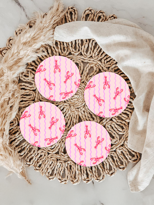 Lilly Lobster Car Coasters