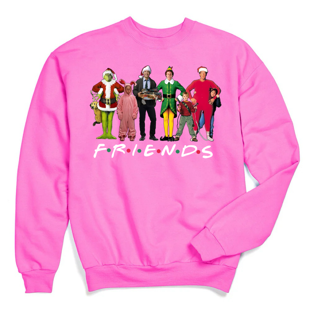 Christmas Characters Friends Font Crewneck & Hoodie