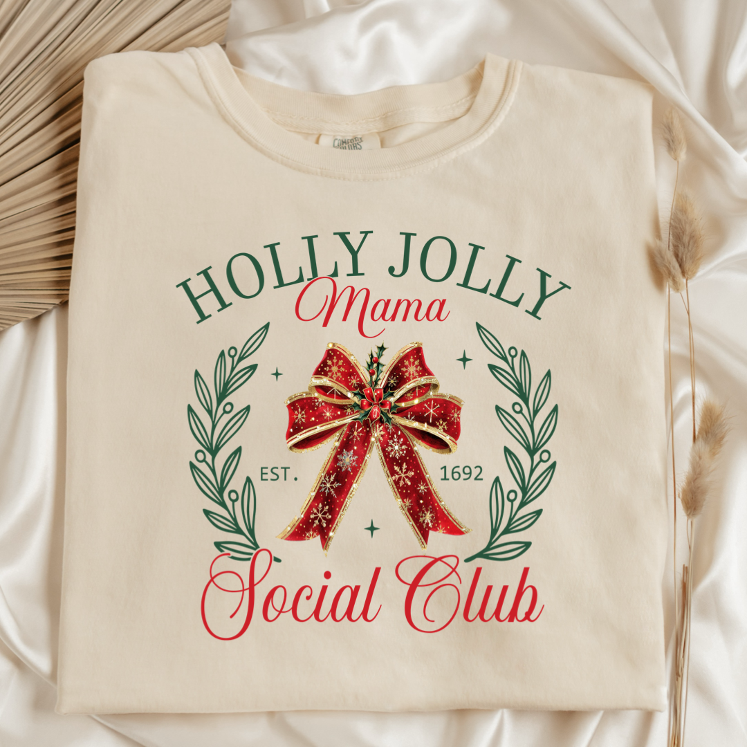 Holly Jolly Mom Social Club Christmas Graphic Tee